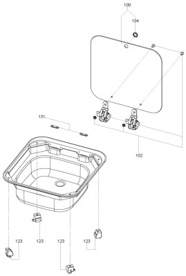 DOMETIC : Évier carré avec couvercle en verre (SNG 4237)