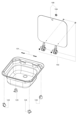 DOMETIC : Évier carré avec couvercle en verre (SNG 4244)